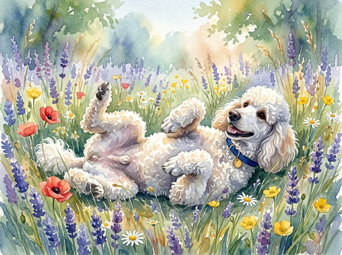 Poodle watercolor calendar month 5